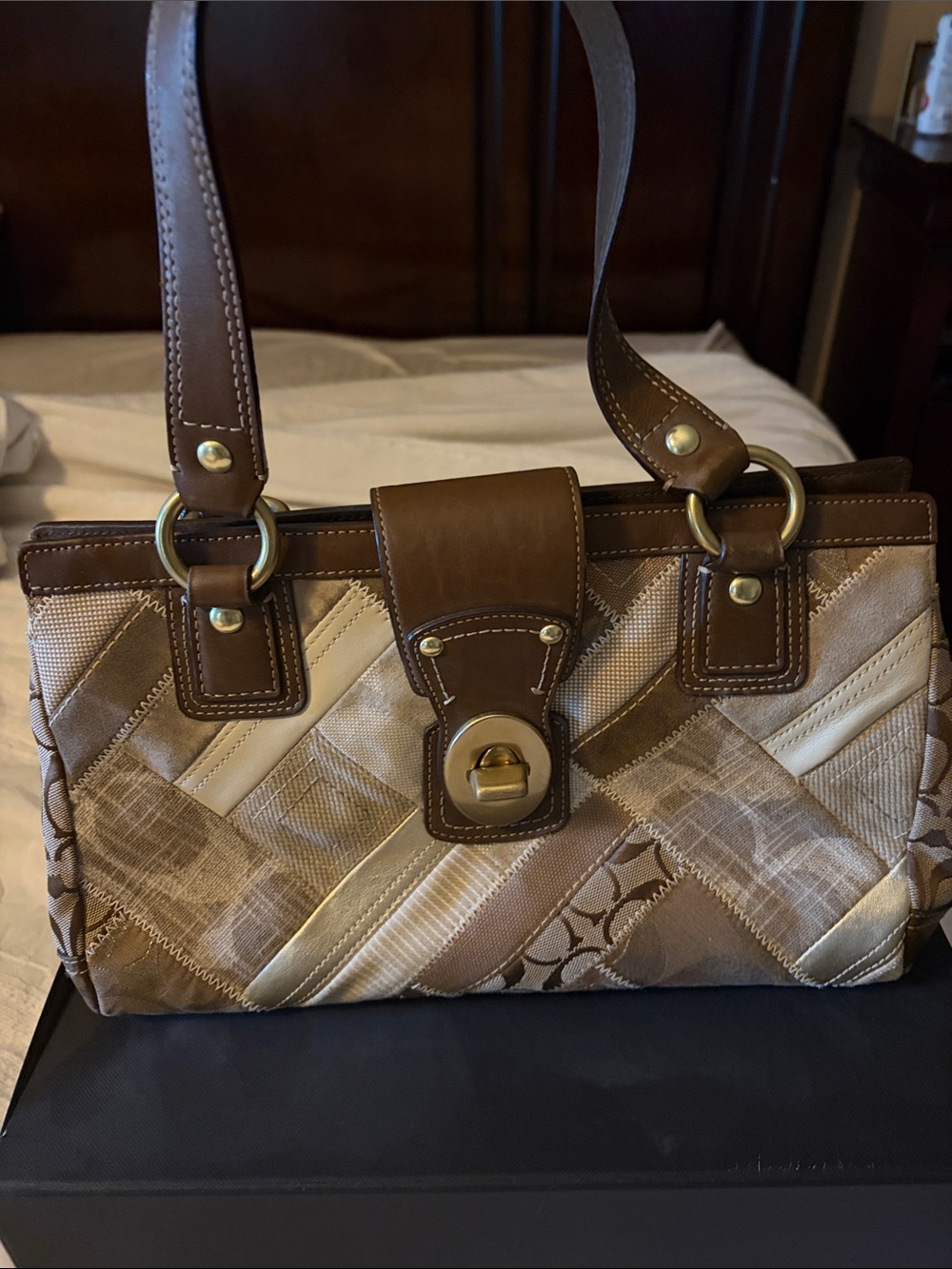 Coach Patchwork Brown & Cream Shoulder Bag